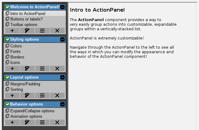 Action group toolbars