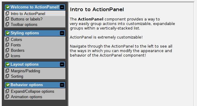 ActionPanel example